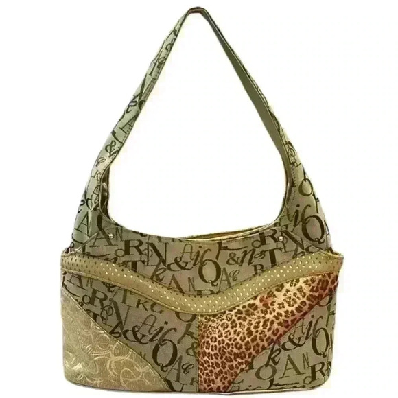 Sag Harbor Tan/Gold Logo Handbag Purse GUC - Picture 1 of 6